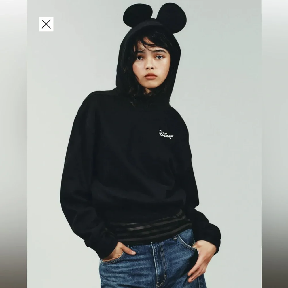 Disney Black Hoodie Sweater with Mouse Ear Hood